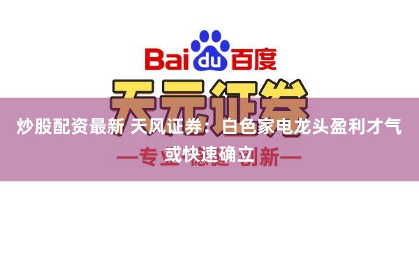 炒股配资最新 天风证券：白色家电龙头盈利才气或快速确立